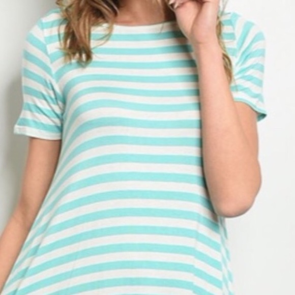 MINT GREEN STRIPE HIGH-LOW DRESS - Picture 3 of 8